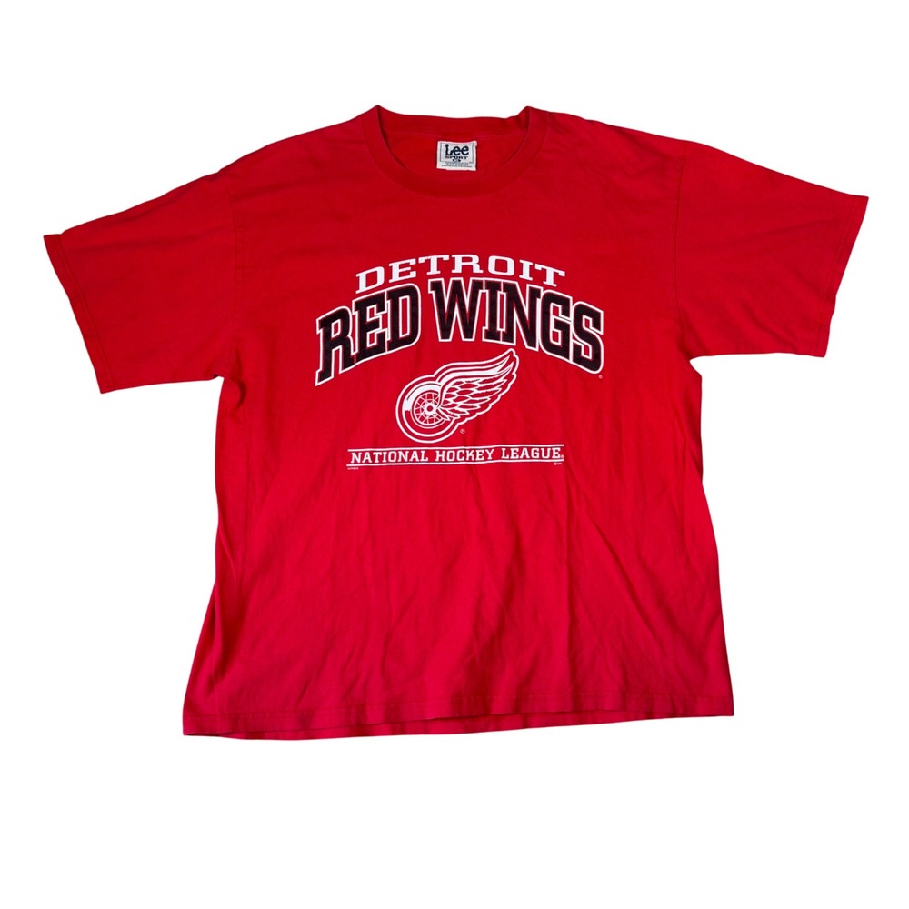 Vintage Detroit Red Wings Lee Sport NHL T-Shirt Red XL Graphic Tee Short Sleeve